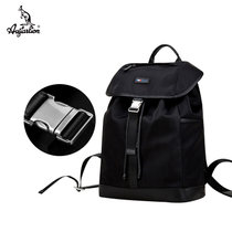 澳洲袋鼠男士双肩包背包帆布青年休闲大容量旅行包书包健身包男(黑色)