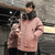 棉衣中长款冬季新款羽绒棉服男士加厚保暖毛领派克大衣潮流  FANS1993(粉红色 XL)