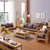 恒兴达 全实木沙发木质小户型北欧现代简约单人三人新中式布艺客厅家具组合(原木色 1+2+3组合)