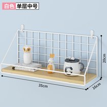 墙上置物架免打孔寝室床头书架壁挂式床上铺宿舍收纳神器浴室架子(白-升级中号【强力贴+无痕钉】❤高性价比)