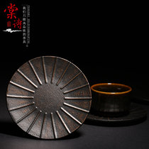 棠诗茶道配件铸铁杯垫隔热垫日本茶道用品圆形复古铁茶托新品