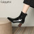 CaldiceKris（中国CK）冬季新款尖头裸靴弹力瘦瘦单靴英伦短靴女（绒里）CK-X9018-2(黑色 37)