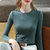 MISS LISA莫代尔t恤时尚圆领薄款长袖打底衫纯色弹力内搭上衣J1D2213(灰绿 M)