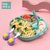 宝宝餐盘吸盘式硅胶分格盘儿童吸管碗婴儿学吃饭训练碗勺餐具套装(蓝色餐盘+吸管+紫色狮子（送收纳盒）)