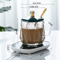 钻石暖暖杯55度恒温垫热奶高颜值玻璃杯早餐茶杯加热杯保温咖啡杯(无图案【带盖勺+恒温垫】)