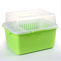家英 带盖欧式沥水碗架 餐具收纳盒(浅绿色PH1102)