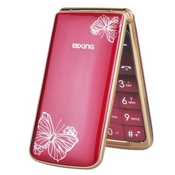 百信f1国产低价移动联通版翻盖手机大字大声男女款时尚老人机红色