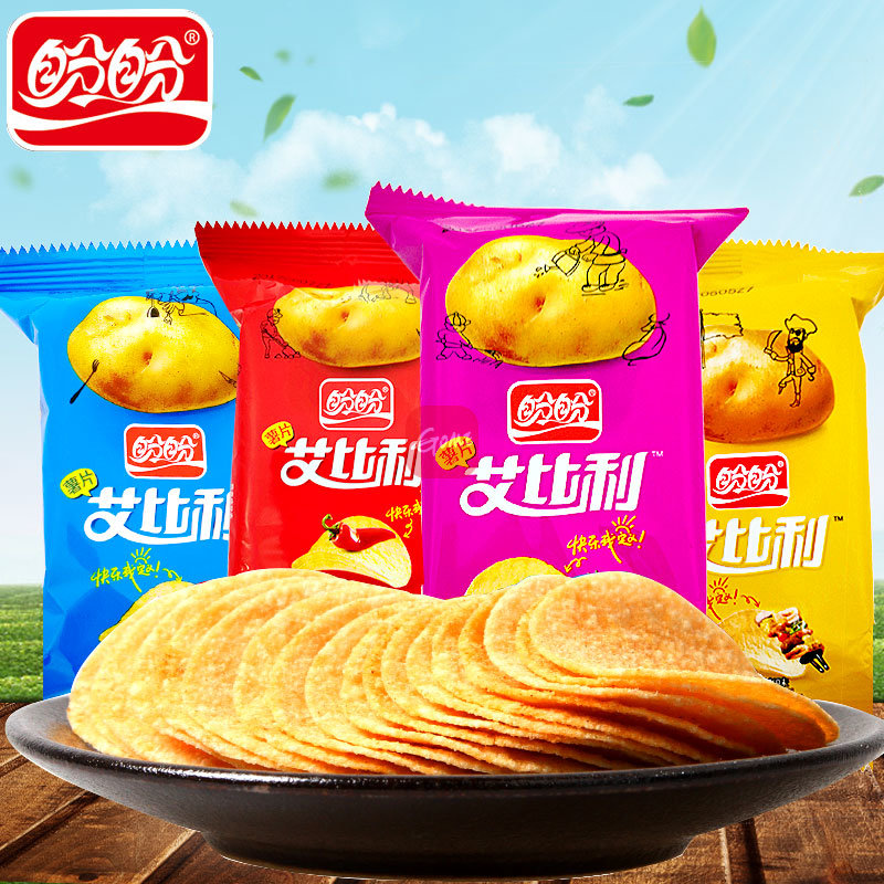 盼盼艾比利薯片500g约14包一箱整箱休闲膨化零食大礼包散装小吃