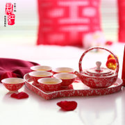 君红陶瓷 伟业系列 陶瓷功夫茶具红色喜庆套装结婚礼物创意韩式茶杯茶壶婚庆礼品
