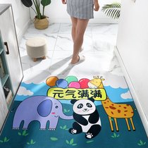 入户门地垫家用进门门口门垫卡通防滑脚垫浴室厕所卫生间吸水地毯(50*80cm【2片装】【卫浴门口推荐】 元气满满【水晶绒】)