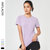 网纱透气运动T恤女夏季修身圆领短袖速干透气健身跑步上衣瑜伽服(紫色 L)