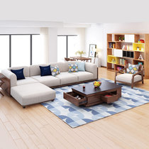 乔林曼兰 沙发 北欧现代客厅系列 布艺沙发组合套装(米白色 4人位+脚踏 长3.6米)