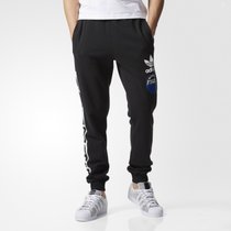 Adidas阿迪达斯吴亦凡男裤 2017新款 三叶草男子运动休闲收口针织长裤BQ0890(黑色 S)