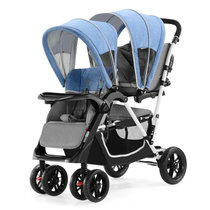 神马双胞胎婴儿推车二胎双人大小孩前后可坐躺双胎儿童轻便折叠车(蓝色 778)(蓝色 778)