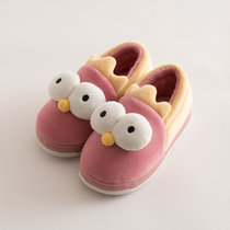 儿童棉拖鞋女童外穿包跟冬季室内防滑保暖可爱小孩宝宝韩版棉托鞋(儿童款粉色)