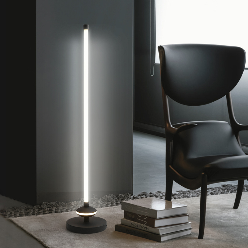 2021年新款北欧创意led客厅沙发氛围灯极简主义落地灯现代简约卧室立式灯饰(黑色 自带双色光源)
