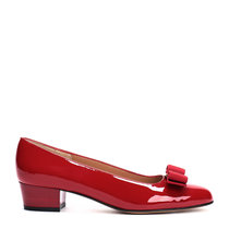 Salvatore FerragamoVARA系列红色漆皮粗跟中跟鞋0591947-ROSO4.5红色 时尚百搭