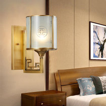欧菲玛丽 中式壁灯中国风复古走廊客厅卧室床头全铜LED灯具(白光光源 单头16*30CM)
