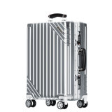 AC米兰 行李箱拉杆女个性欧美拉杆箱旅行箱登机箱20寸超轻拉杆箱男万向轮 复古铝框款AC021(银色 20寸)