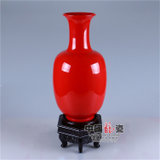 中国龙瓷德化白瓷 *陶瓷工艺品瓷器 陶瓷装饰 艺术花瓶礼品摆件 42cm冬瓜瓶（中国红）ZGH0198