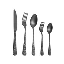 西餐餐具刀叉勺5件套欧式精美不锈钢餐具套装(黑色 5件套)