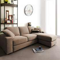 奥古拉 布艺沙发 可拆洗双人沙发床  日式简约小户型 多色可选(绒布款-浅咖色 三人位+脚踏-199cm)