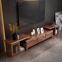 吉木多 胡桃木实木电视柜实木储物柜可伸缩收纳柜现代中式客厅(胡桃色 电视柜)