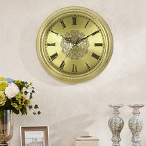 汉时（Hense） 欧式创意黄铜装饰挂钟时尚客厅复古石英时钟HW88(罗马数字金属盘A款)