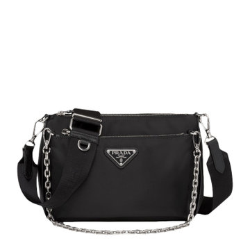 prada女士黑色皮革斜挎包3967黑色时尚百搭