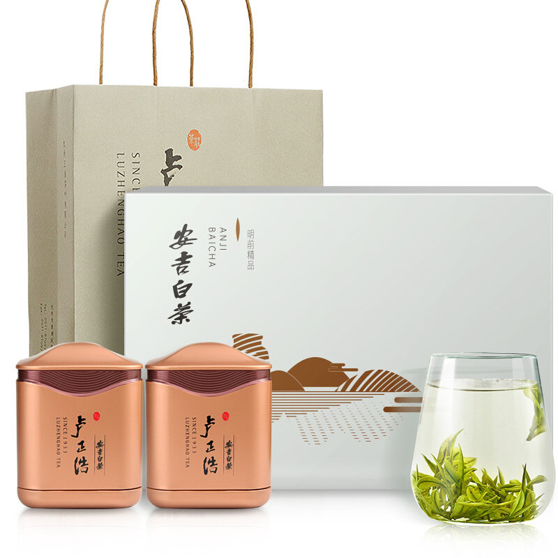 绿茶卢正浩明前特级精品安吉白茶茶叶礼盒装春茶(5021007)100g 2020