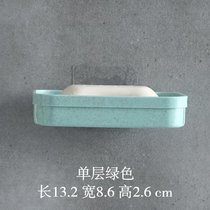 免打孔香皂盒卫生间沥水创意壁挂肥皂架浴室置物架吸盘双层肥皂盒(绿色【单个装】单层款●可沥水)