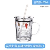 宝宝牛奶杯杯子防摔带盖刻度儿童冲奶粉微波炉量杯水杯专用玻璃(【加厚材质】雪糕款❤送 密封盖+硅管+管刷)