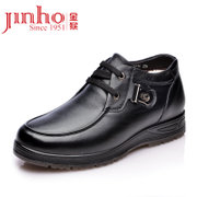 Jinho金猴 秋冬男士休闲时尚舒适牛皮保暖棉鞋Q8916/Q8917(黑色 42)