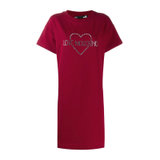 LOVE MOSCHINO棉质心形logo图案时尚修身圆领短袖连衣裙1958-P3238红色 时尚百搭