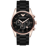 阿玛尼手表休闲时尚潮流胶包钢大气石英女士手表AR5906(黑色 塑胶)