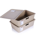 茶花塑料收纳盒A4纸收纳箱零食小收纳箱有盖整理箱杂物储物盒收纳(灰色 2887)