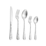 西餐餐具刀叉勺5件套欧式精美不锈钢餐具套装(银色 5件套)