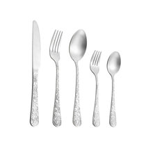 西餐餐具刀叉勺5件套欧式精美不锈钢餐具套装(银色 5件套)