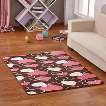 珊瑚绒地毯 卧室客厅茶几地毯垫加厚床边毯 吸水防滑地毯(1.2米x1.6米）(心心相印 1.2米x1.6米)