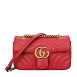 Gucci古驰女士红色GGMarmont系列绗缝迷你手袋 1949红色 时尚百搭
