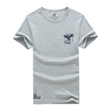 夏装新款战地吉普AFS JEEP纯棉弹力圆领短袖T恤衫79886男体恤polo(灰色 2XL)
