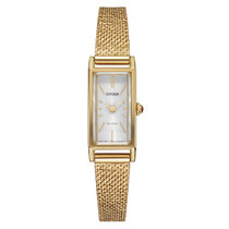 Citizen西铁城 光动能手表时尚商务方盘不锈钢镀玫瑰金色表带女表EG7043-50W
