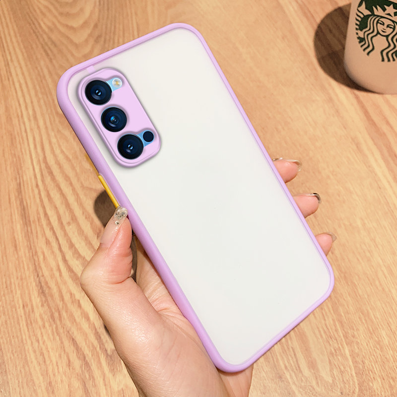 绿赐opporeno4手机壳reno4pro撞色肤感磨砂防摔reno4se全包超薄新款网