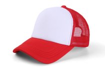 SUNTEK广告网帽定做DIY团体旅游棒球鸭舌帽定制学生小黄帽LOGO印字(儿童印刷款54-56cm 红白色（网帽）)