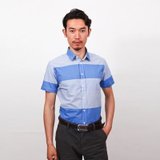 2013爆款男士立领蓝图版商务纯棉短袖衬衫C13006(天蓝色 41)
