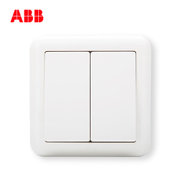 ABB开关插座面板德静系列白色86型双开双控开关二位双控开关AJ106