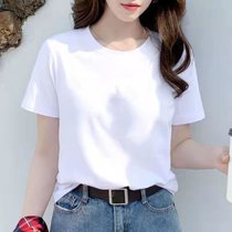 白色T恤女短袖夏季宽松韩版女装百搭休闲圆领半袖体恤女(白色圆领短袖：净色 M 95-105斤)