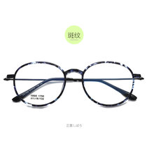 韩版复古TR90眼镜框 男女学院风眼镜架清新果冻色大框镜(斑纹框(蓝))
