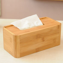 易家宜 竹木长方形纸巾盒 欧式创意抽纸盒办公室客厅卧室桌面抽纸巾盒家居收纳盒(红色)