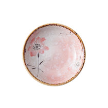 日式家用陶瓷小碟子创意小吃菜碟盘子酱油碟蘸个性调味碟厨房料碟(粉色玉兰花 1个装 默认版本)